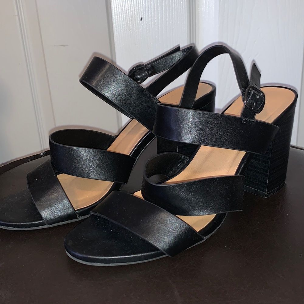 Black Leather Strappy Heels